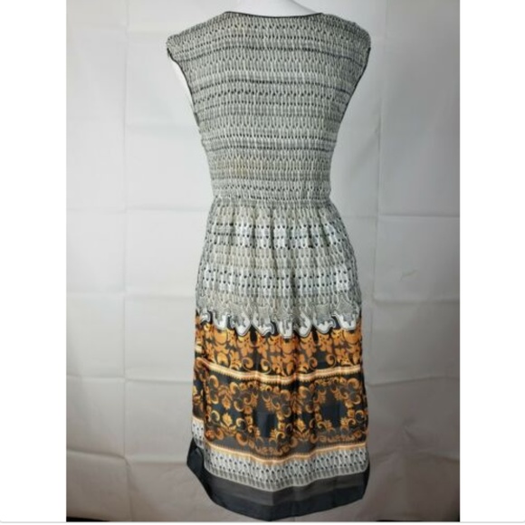 MSSP Size M Dress Stretch Waist Gold Silver A Line - Picture 4 of 6